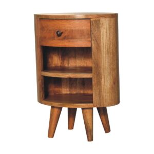 Otranto Oak Mango Wood Bedside Table Drawer and Shelves