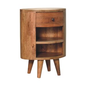 Otranto Oak Mango Wood Bedside Table Drawer and Shelves