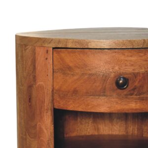 Otranto Oak Mango Wood Bedside Table Drawer and Shelves
