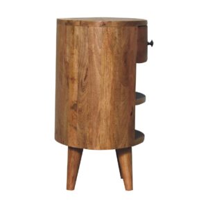Otranto Oak Mango Wood Bedside Table Drawer and Shelves