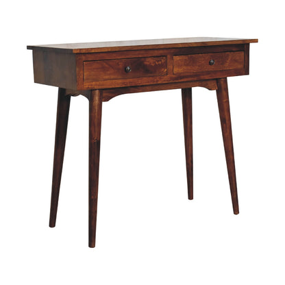 Kealakekua Chestnut Mango Wood Hallway 2 Drawer Console Table
