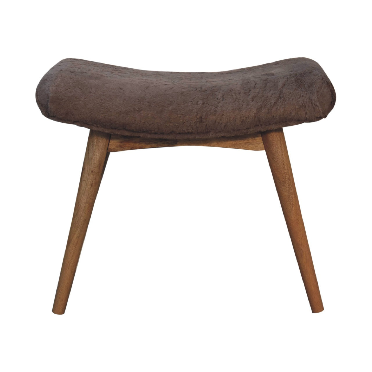 Rome Grey Faux Fur Curved Bench Mango Legs