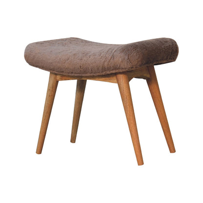 Rome Grey Faux Fur Curved Bench Mango Legs