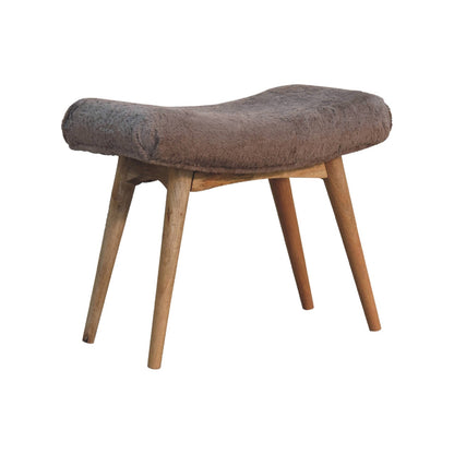 Rome Grey Faux Fur Curved Bench Mango Legs