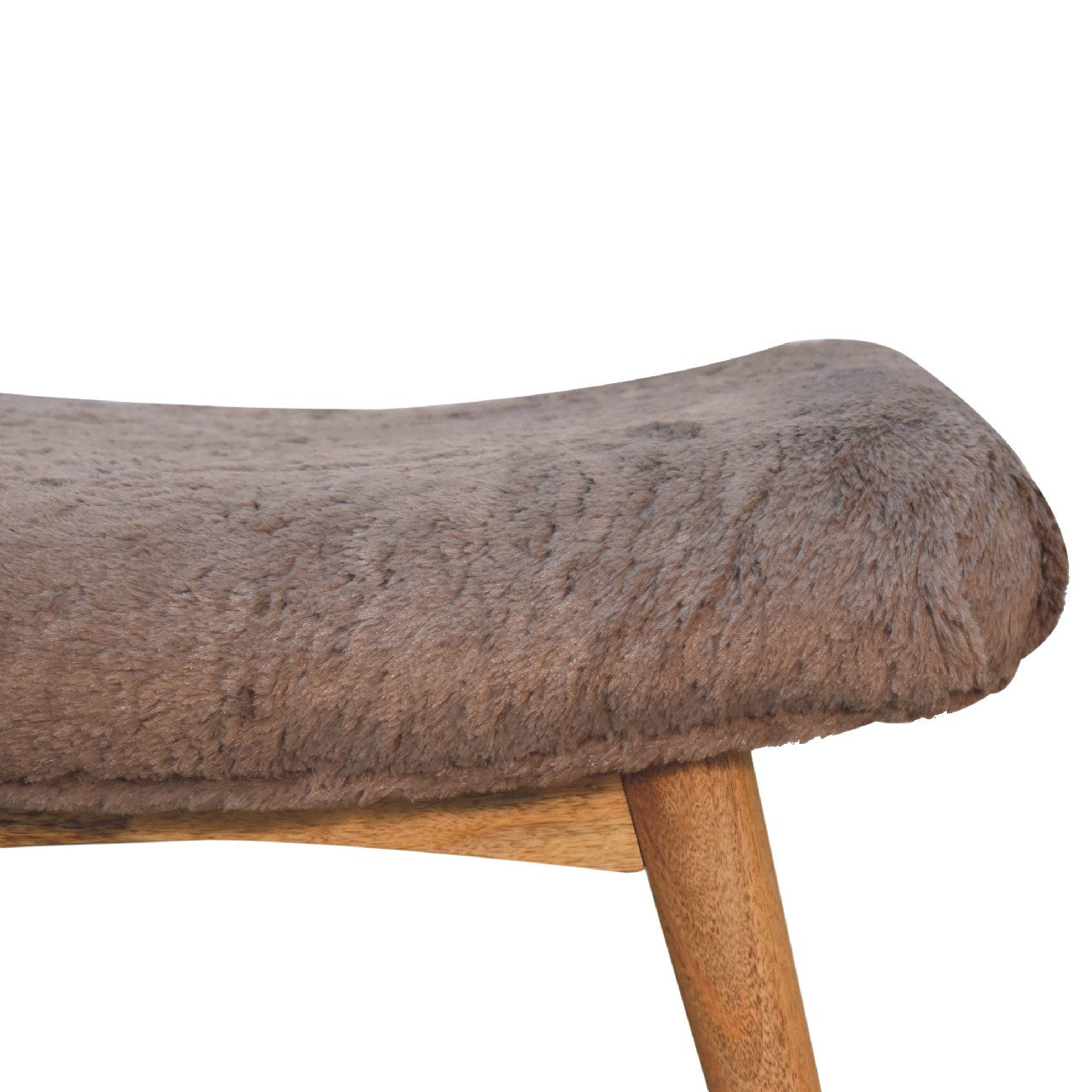 Rome Grey Faux Fur Curved Bench Mango Legs