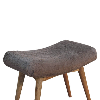 Rome Grey Faux Fur Curved Bench Mango Legs