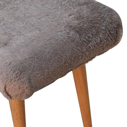 Rome Grey Faux Fur Curved Bench Mango Legs