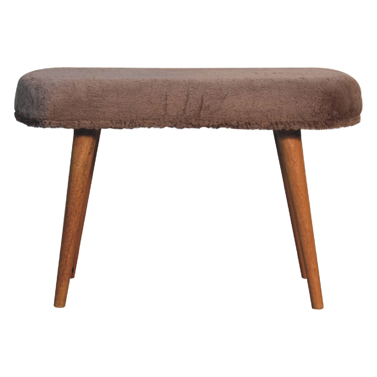 Rome Faux Fur Fabric Bench Mango Wood Legs