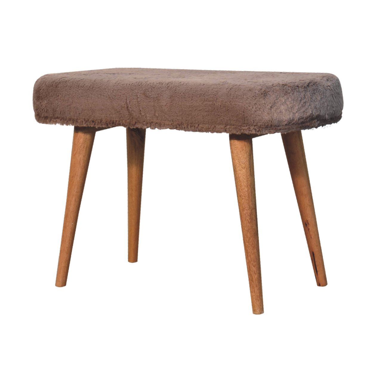 Rome Faux Fur Fabric Bench Mango Wood Legs