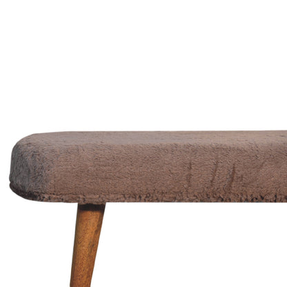 Rome Faux Fur Fabric Bench Mango Wood Legs