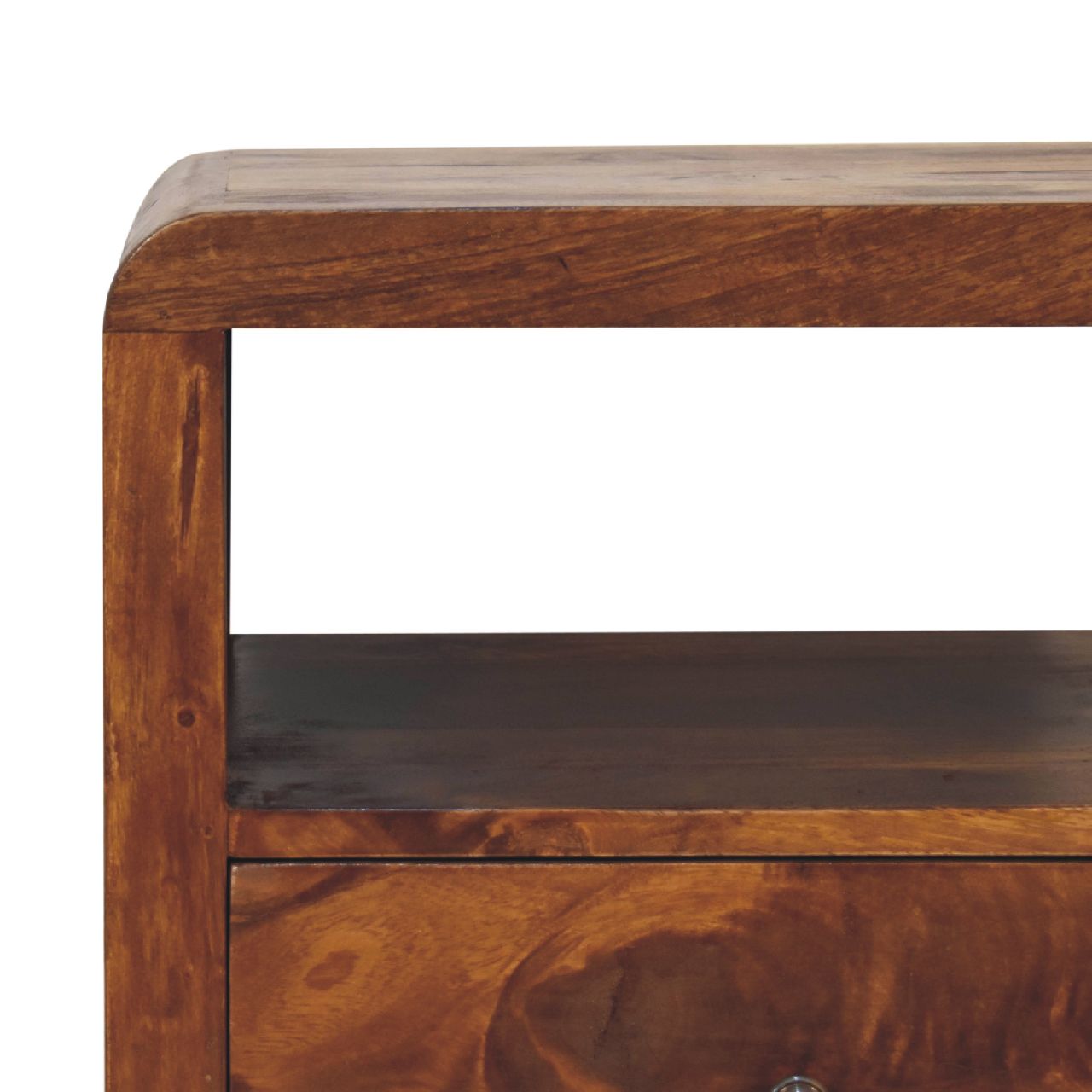 Tropea Mango Wood Bedside Table with 2 Drawers and Shelf