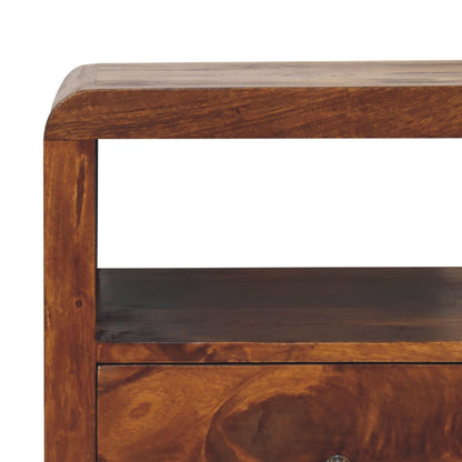 Tropea Mango Wood Bedside Table with 2 Drawers and Shelf