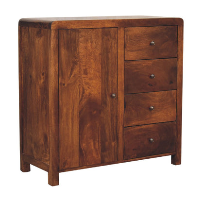 Tropea Mango Wood Cabinet 4 Drawers 1 Door
