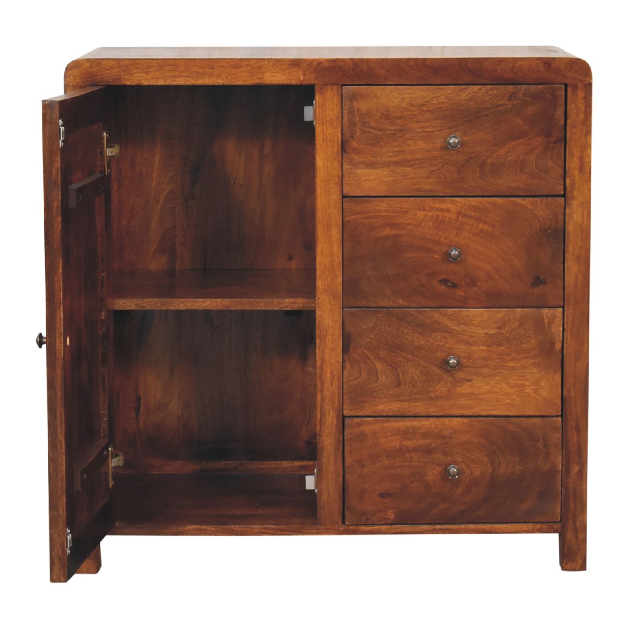 Tropea Mango Wood Cabinet 4 Drawers 1 Door