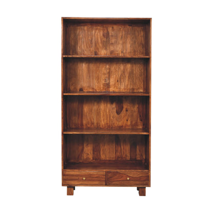 Bologna Large  Sheesham Wood Bookcase 2 Drawers