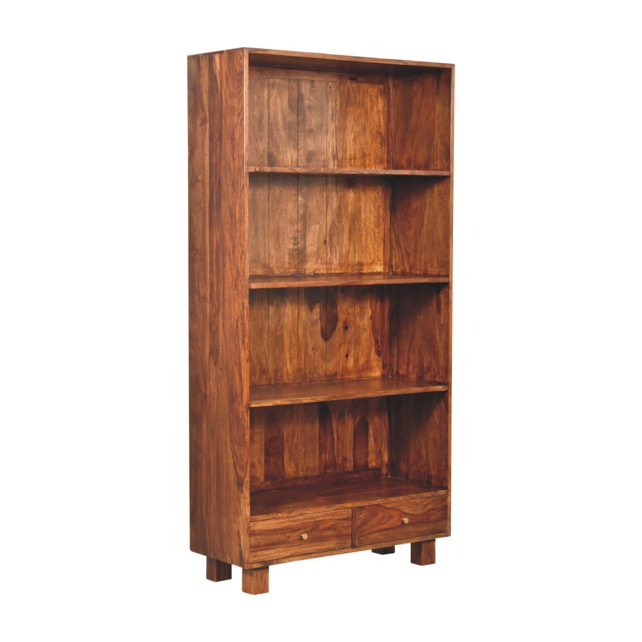 Bologna Large  Sheesham Wood Bookcase 2 Drawers