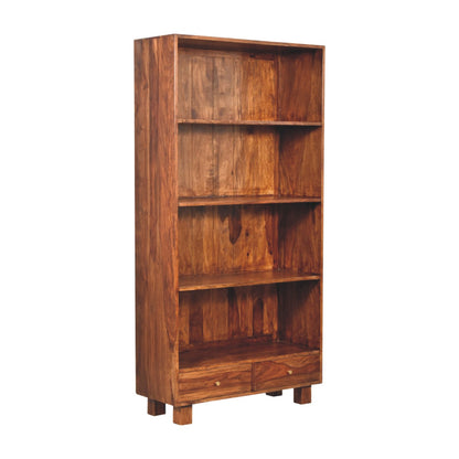 Bologna Large  Sheesham Wood Bookcase 2 Drawers