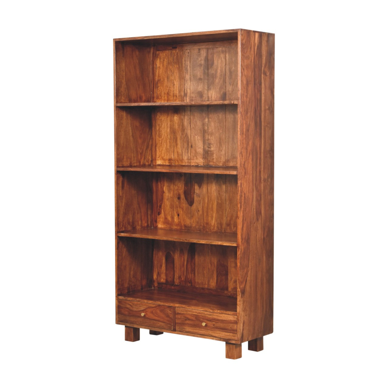 Bologna Large  Sheesham Wood Bookcase 2 Drawers