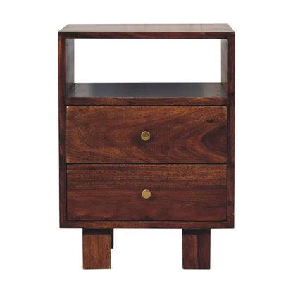 Bologna Dark Oak Sheesham Wood Bedside Table