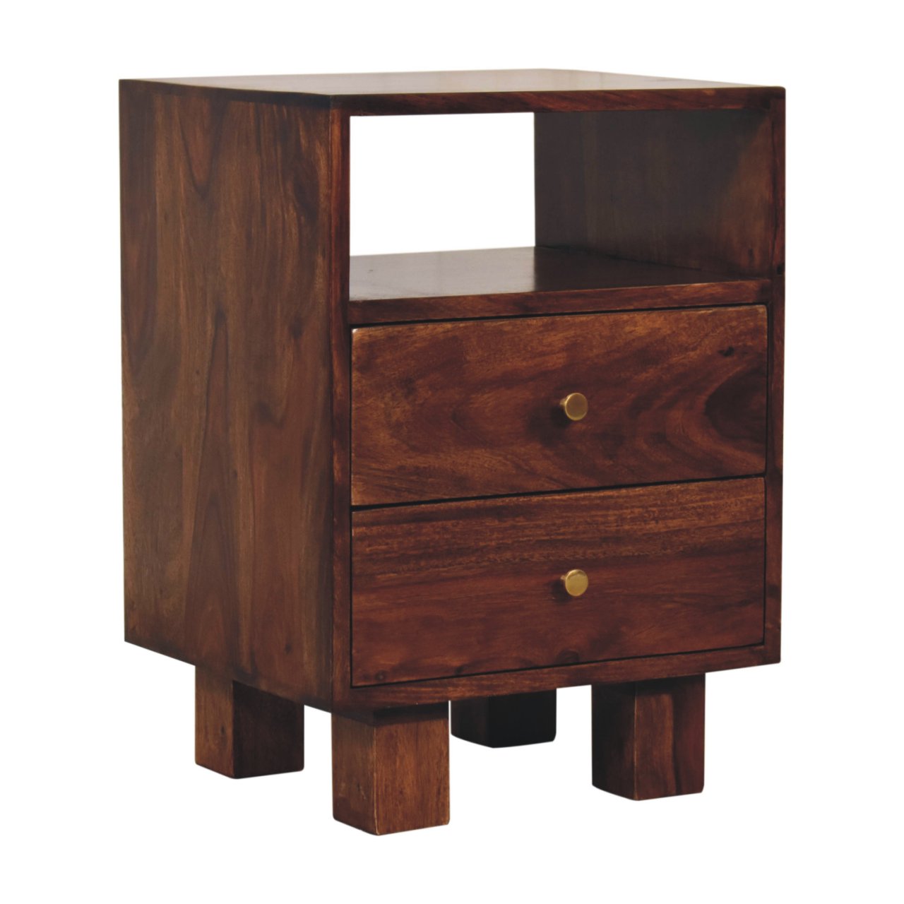 Bologna Dark Oak Sheesham Wood Bedside Table