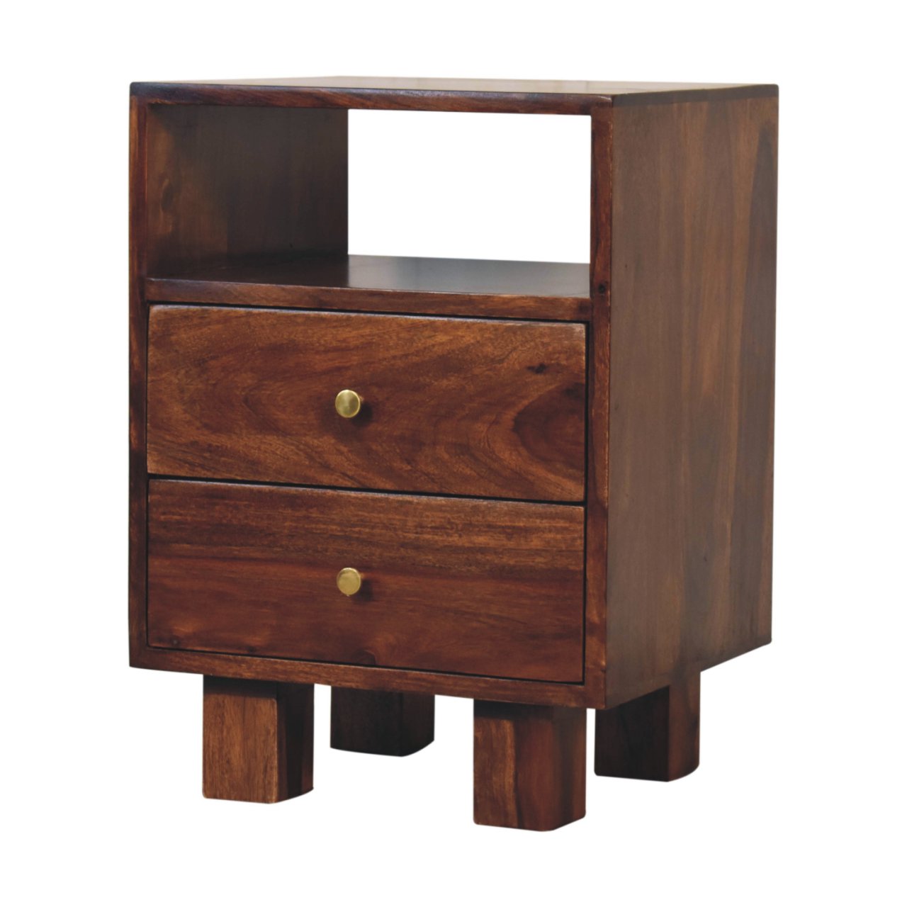 Bologna Dark Oak Sheesham Wood Bedside Table