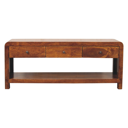 Tropea Solid Mango Wood TV Media Unit 3 Drawers and Shelf