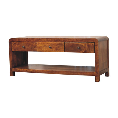 Tropea Solid Mango Wood TV Media Unit 3 Drawers and Shelf