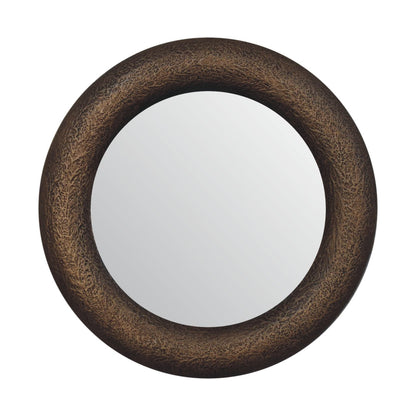 Perugia Round Mango Wood Hammered Wall Mirror