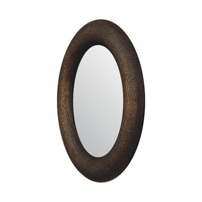 Perugia Round Mango Wood Hammered Wall Mirror