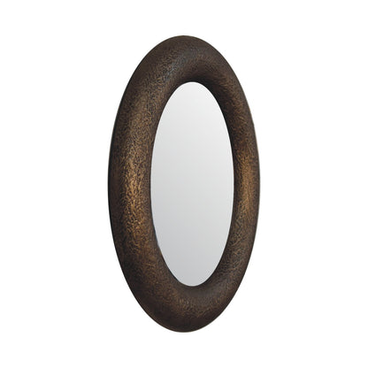 Perugia Round Mango Wood Hammered Wall Mirror