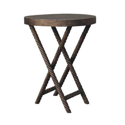 Urbino Antique Brass Mango Wood Rope Side Table