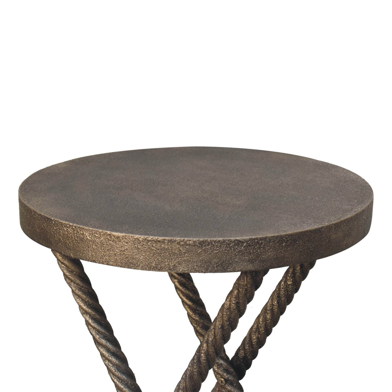 Urbino Antique Brass Mango Wood Rope Side Table