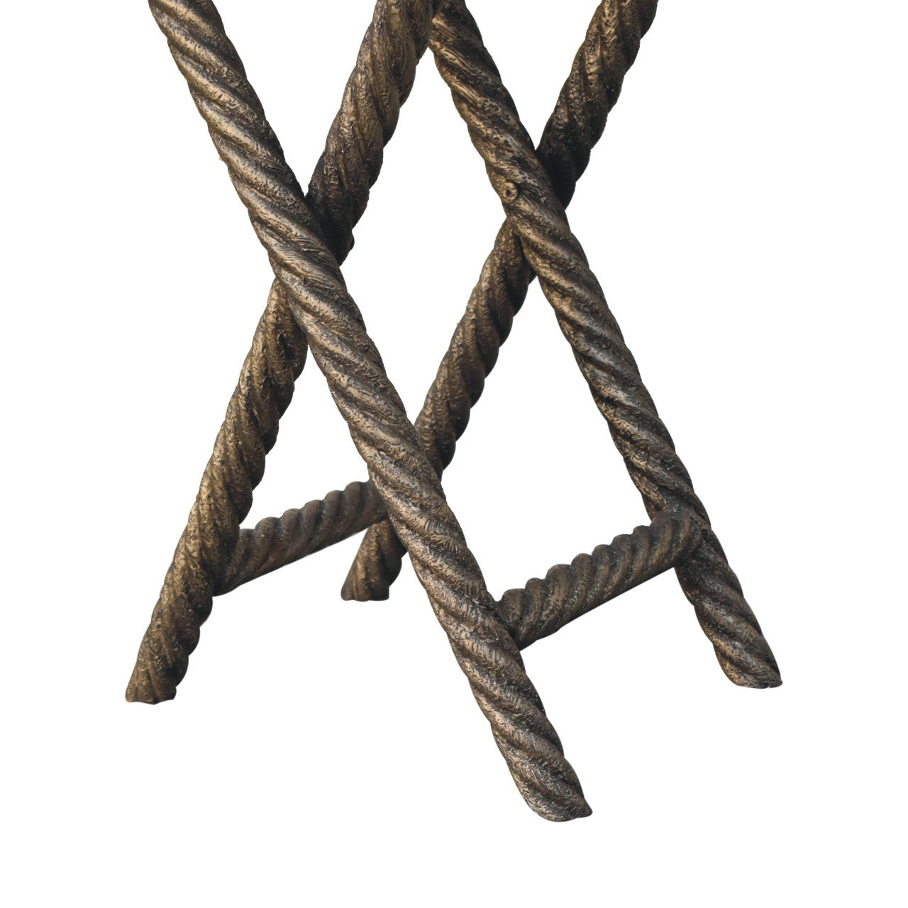 Urbino Antique Brass Mango Wood Rope Side Table