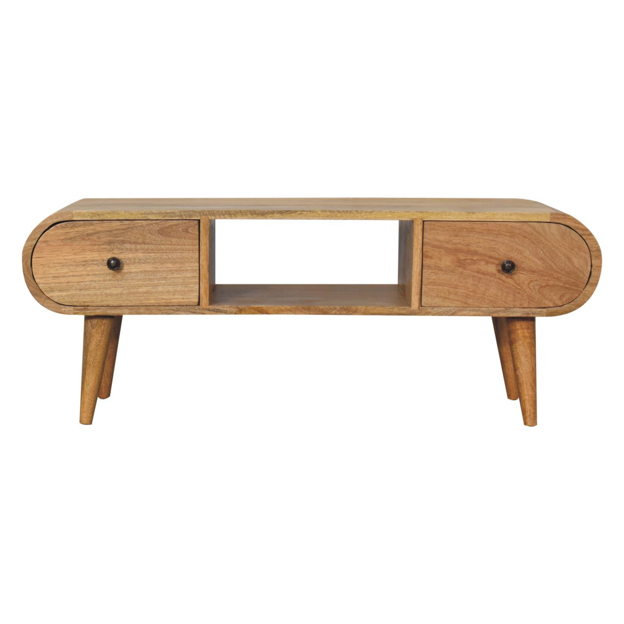 Rimmini Natural Oval Timber Wood Circular TV Media Unit