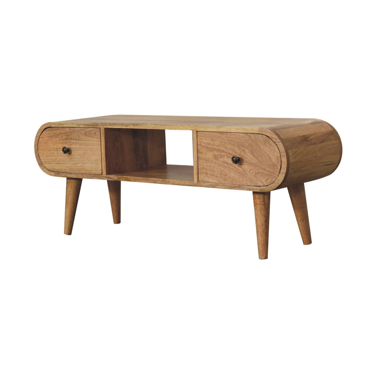Rimmini Natural Oval Timber Wood Circular TV Media Unit