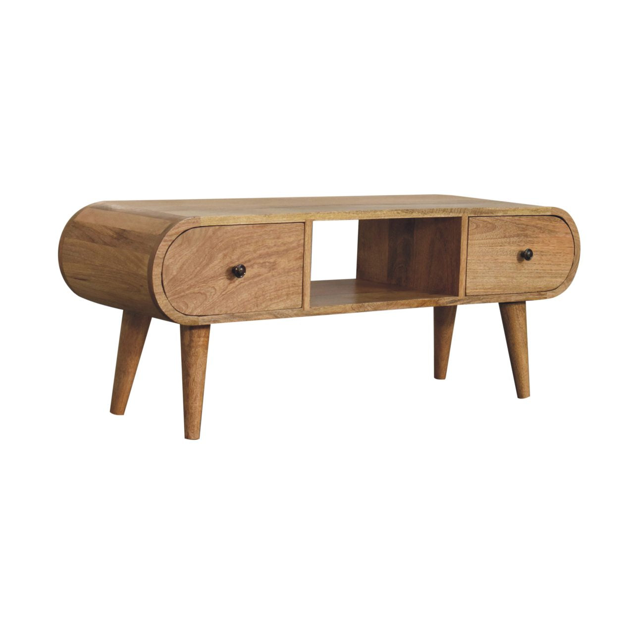 Rimmini Natural Oval Timber Wood Circular TV Media Unit