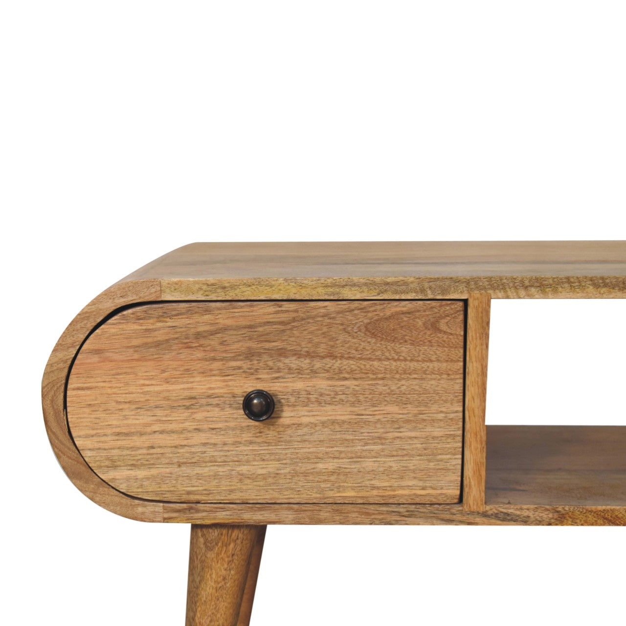 Rimmini Natural Oval Timber Wood Circular TV Media Unit