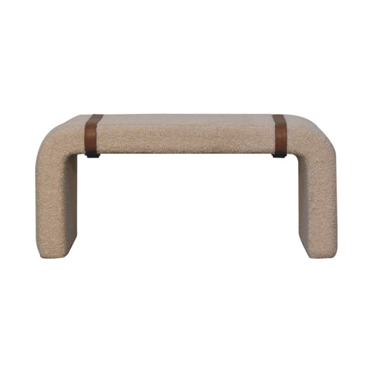 Arezzo Cream Boucle and Leather Bench