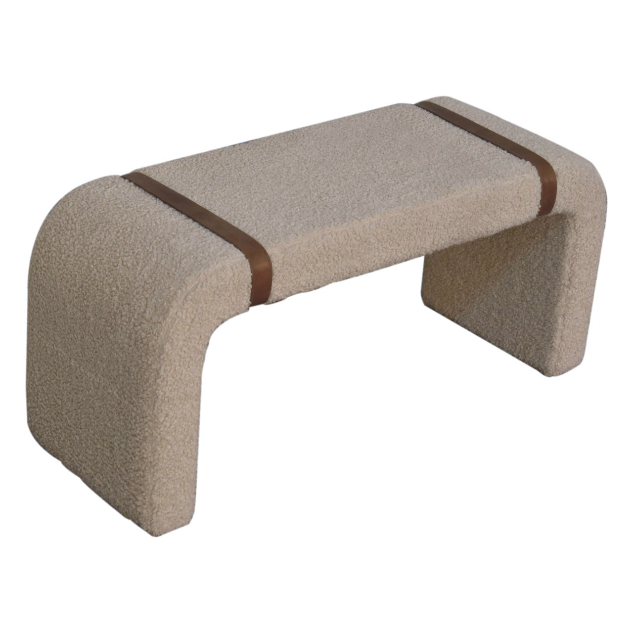Arezzo Cream Boucle and Leather Bench