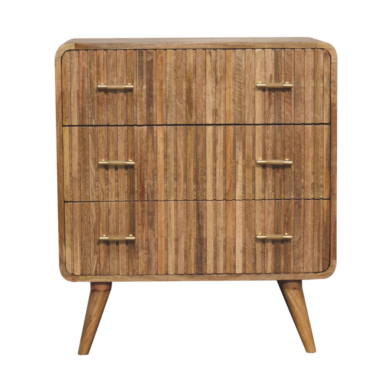 Puglia Mango Wood T-bar Ridged 3 Drawer Chest