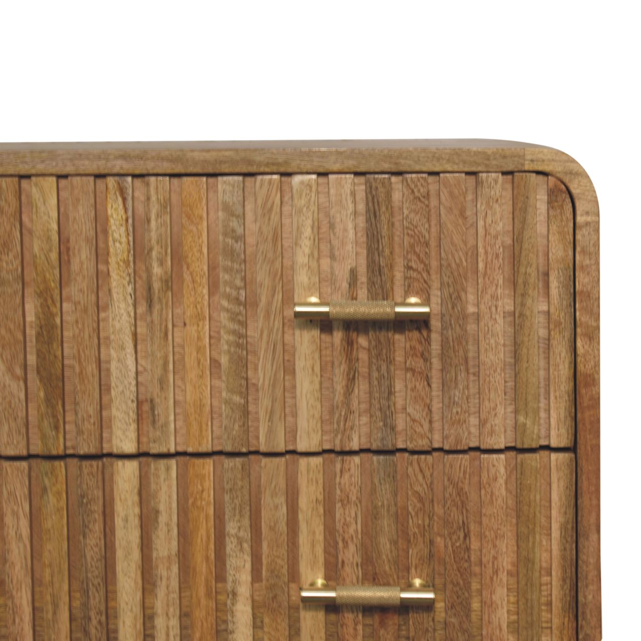 Puglia Mango Wood T-bar Ridged 3 Drawer Chest