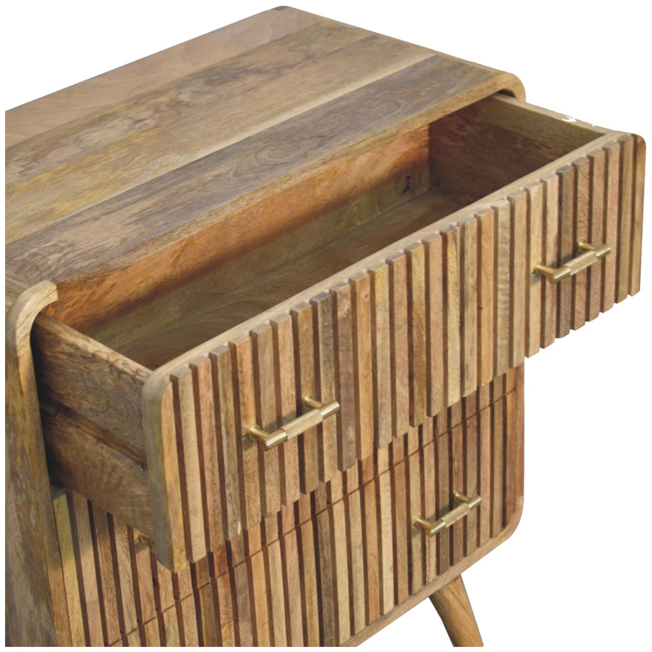 Puglia Mango Wood T-bar Ridged 3 Drawer Chest