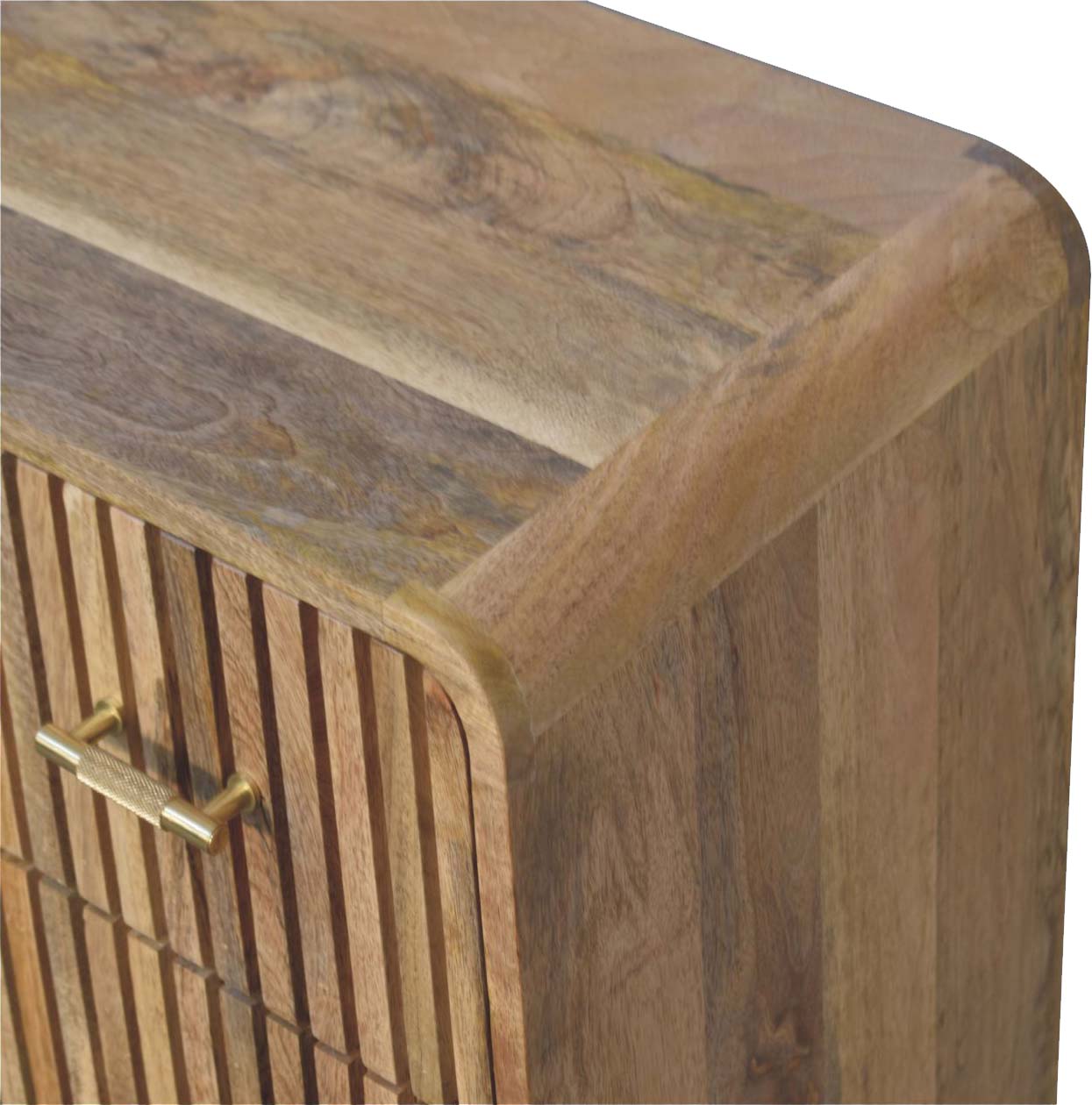 Puglia Mango Wood T-bar Ridged 3 Drawer Chest
