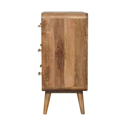 Puglia Mango Wood T-bar Ridged 3 Drawer Chest