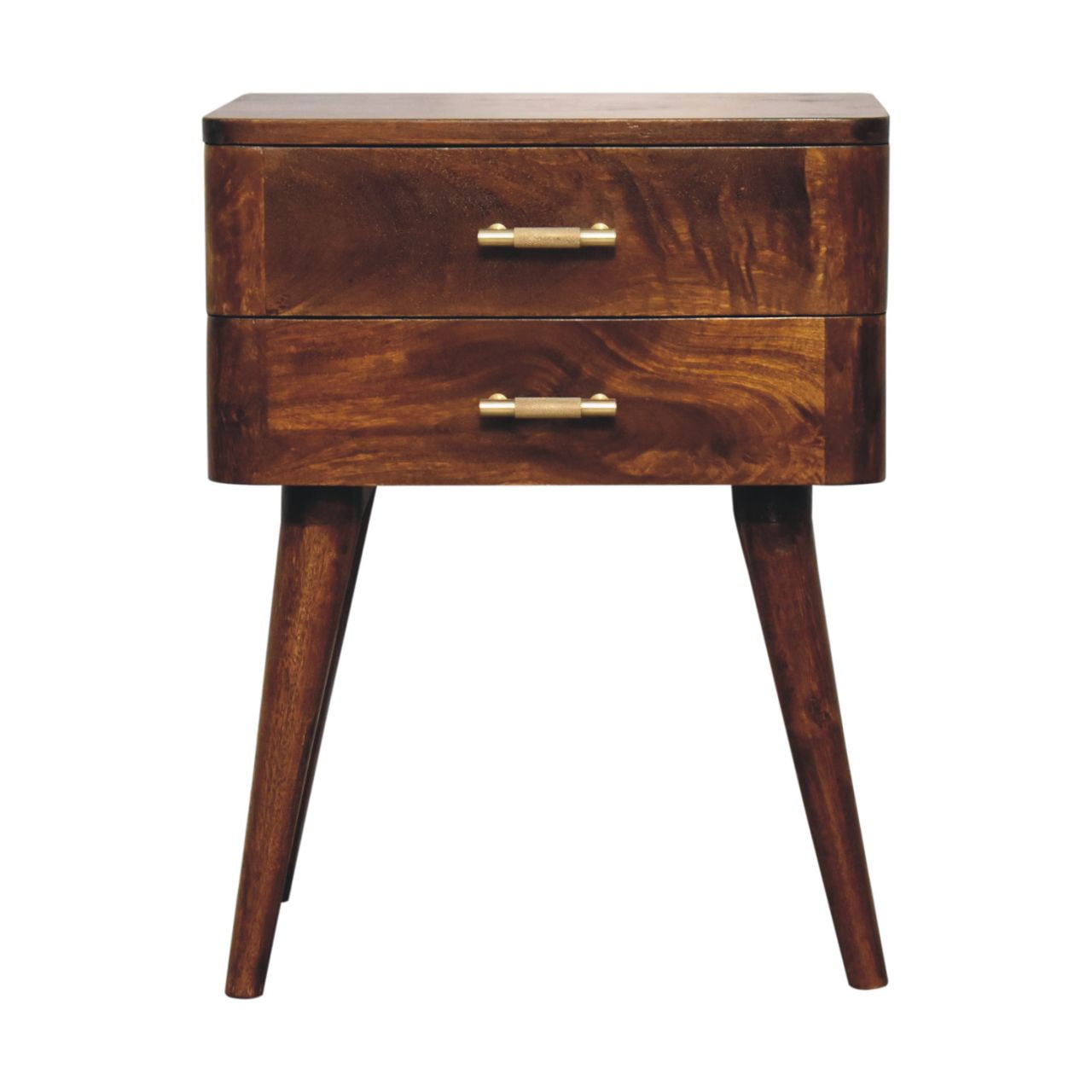 Lucca Chestnut T-Bar Mango Wood Bedside Table with Drawer