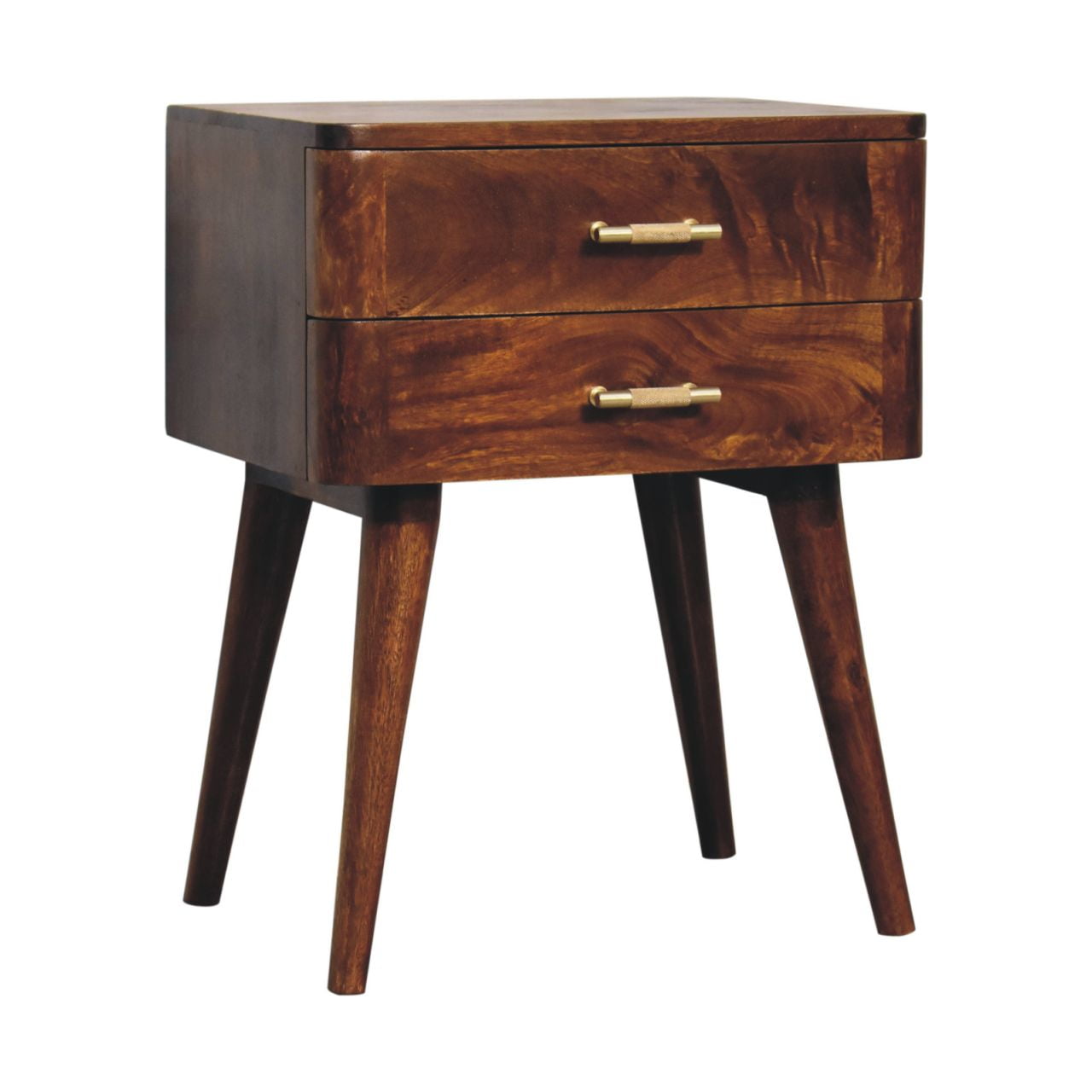 Lucca Chestnut T-Bar Mango Wood Bedside Table with Drawer