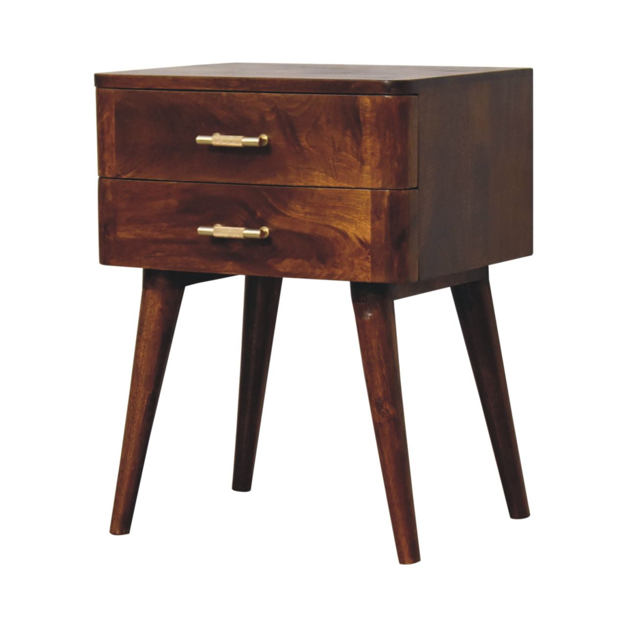Lucca Chestnut T-Bar Mango Wood Bedside Table with Drawer