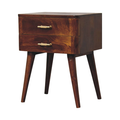 Lucca Chestnut T-Bar Mango Wood Bedside Table with Drawer