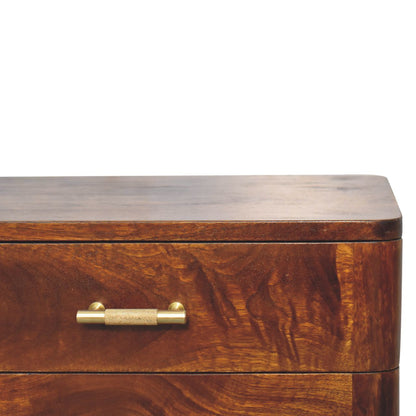 Lucca Chestnut T-Bar Mango Wood Bedside Table with Drawer