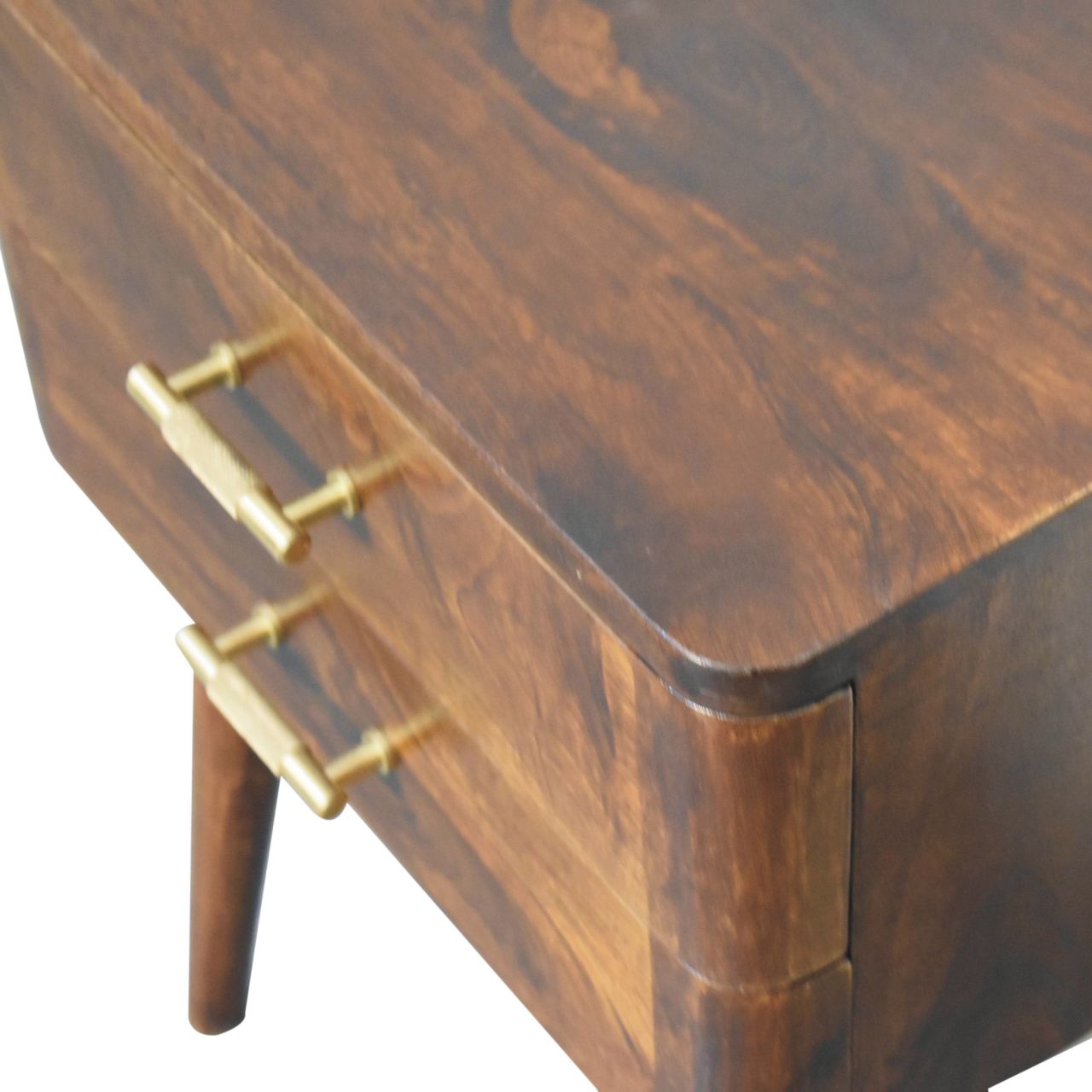 Lucca Chestnut T-Bar Mango Wood Bedside Table with Drawer